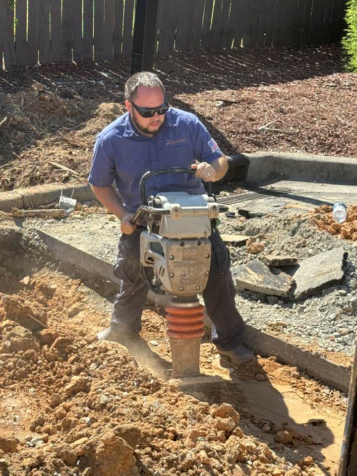 Specialty plumbing work at outdoor construction site